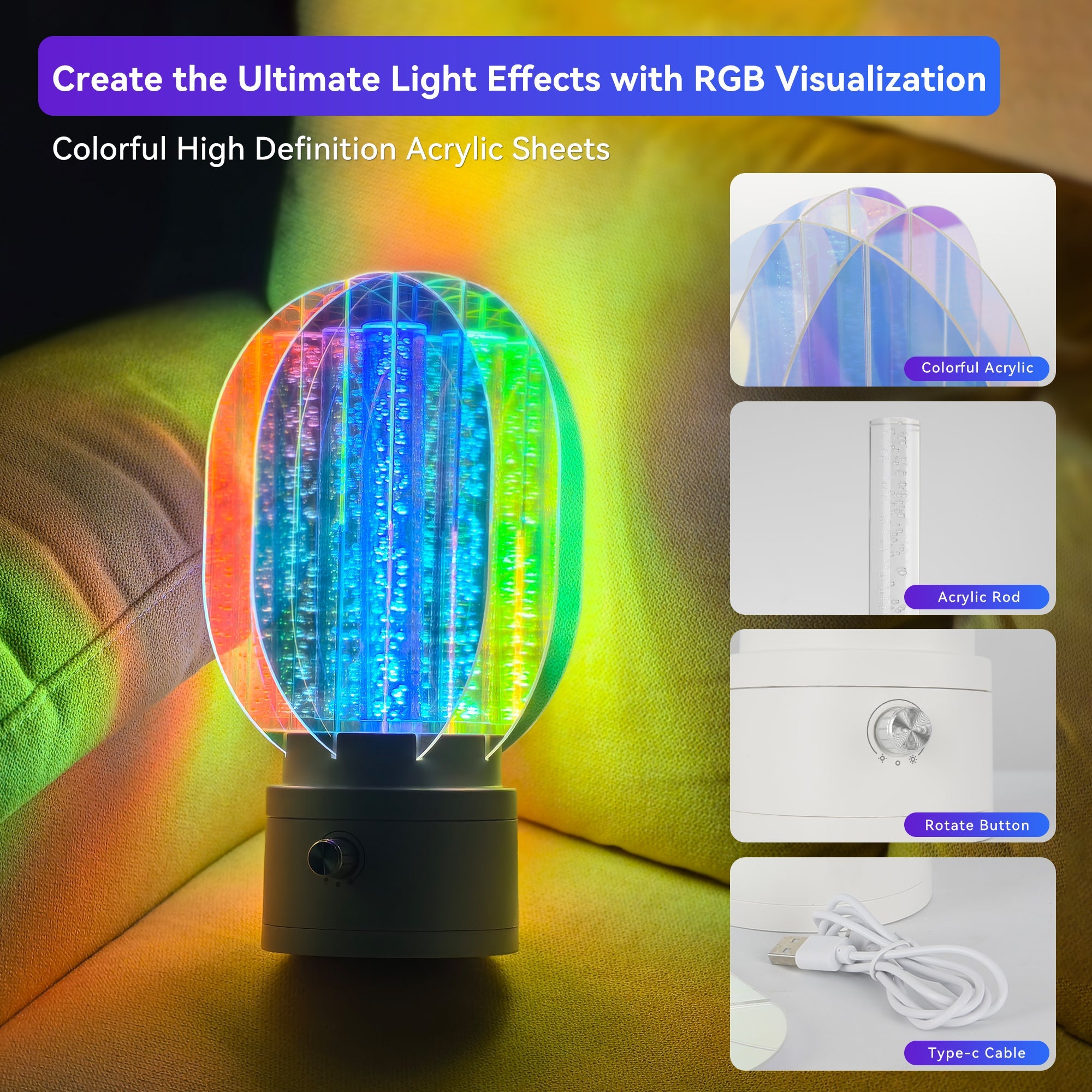 Aurora Night Lamp, Creative 3D RGB Light Effects